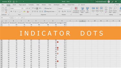 Excel spreadsheet with cells filled with dots example 2