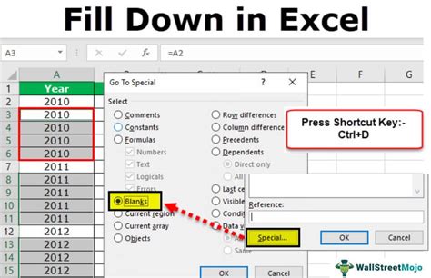 Excel Fill Down Last Row Example 1