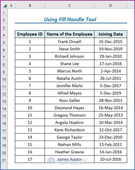 Excel Fill Down Last Row Method 1