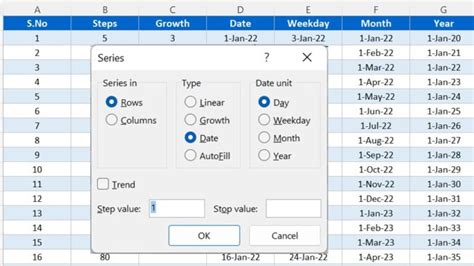 Excel Fill Series Financial Analysis Example