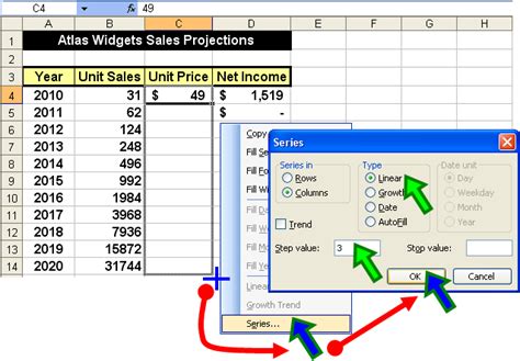 Excel Fill Series Linear