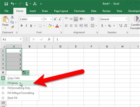 Excel Fill Series Shortcut Text