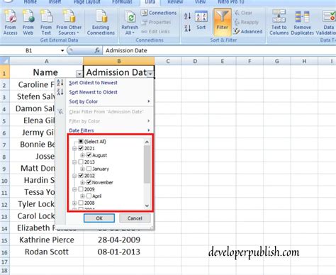 Excel Filter by Date