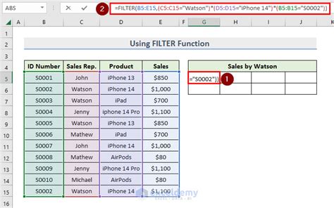 Excel filter criteria