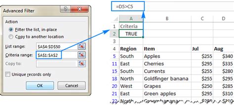 Excel filter criteria not applied