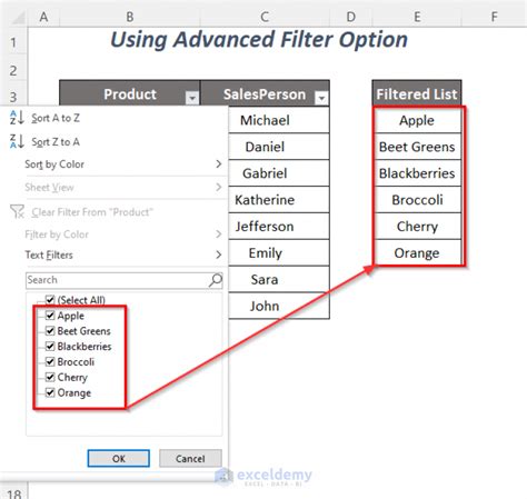 Excel Filter Drop-Down