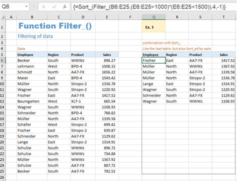 Excel Horizontal Filter Example 2