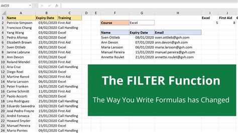 Excel filter function best practices