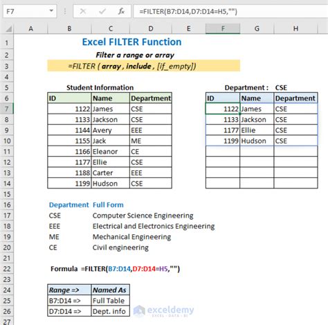 Excel filter function fixes