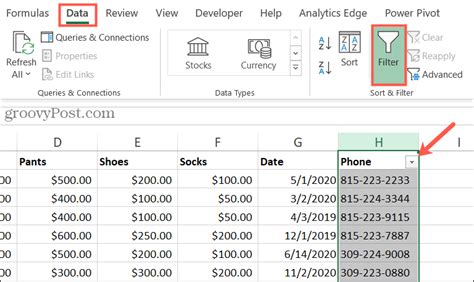 Excel Filter Unique Data 2