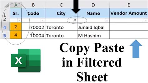 Excel Filtered Data Copy Formula