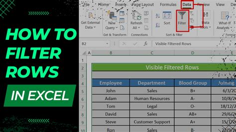 Excel filtered rows