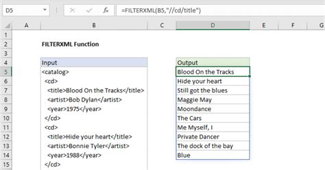 Using the FILTERXML function to highlight text in Excel