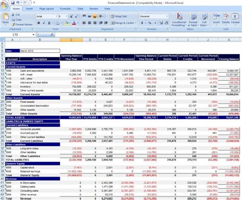 Excel Financial Statements