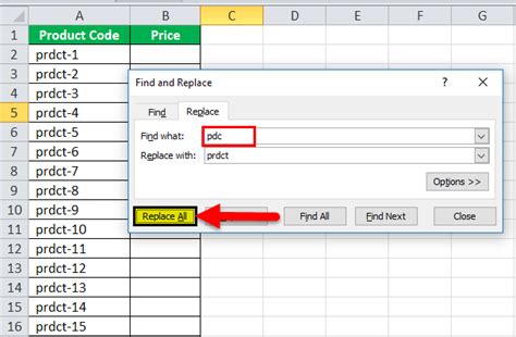 Excel find and replace data types