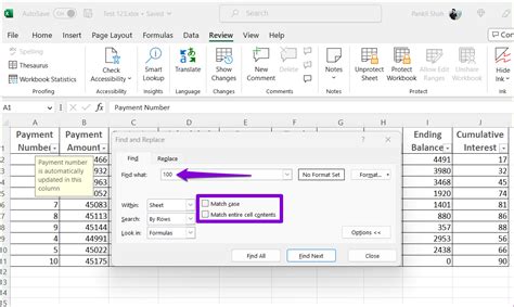 Excel find and replace errors