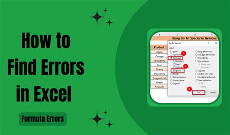 Using the Find Errors feature in Excel