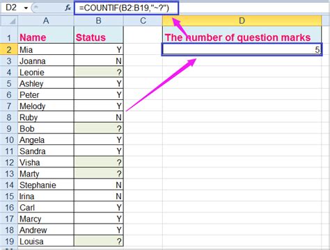 Excel Find Question Mark Method 1