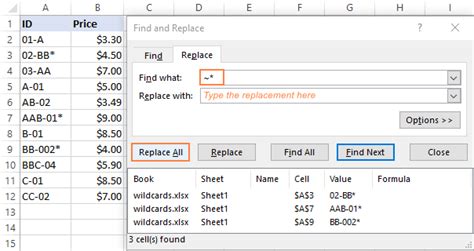 Excel Find and Replace Wildcard