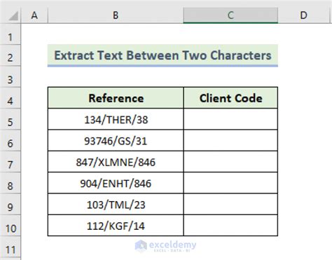 Excel Find Text Between Two Characters Example 1