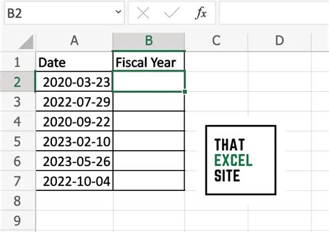 Excel Fiscal Year Formula Example