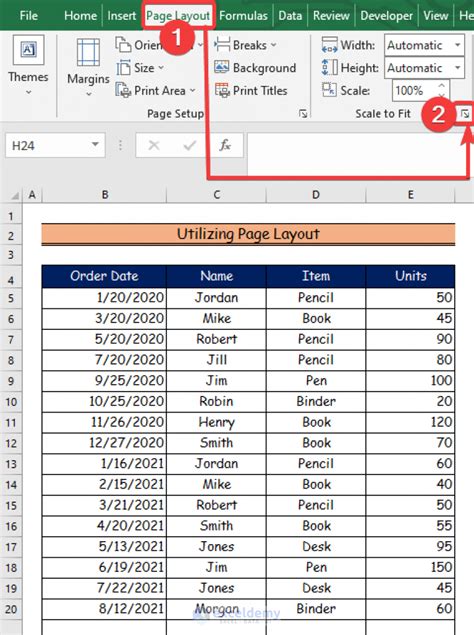 Excel Fit to Page Options