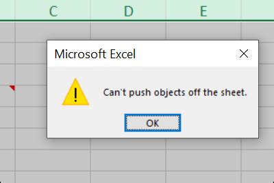 Excel fix objects not moving off sheet