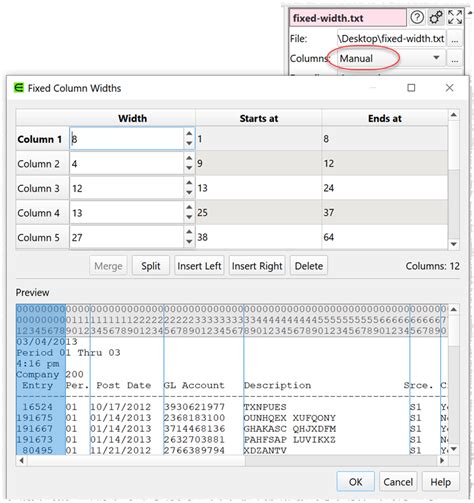 Excel Fixed-Width Files Example 1