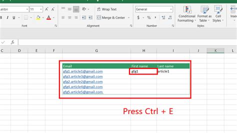 Excel flash fill example