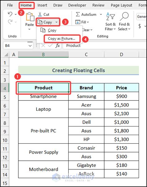 Floating Rows in Excel