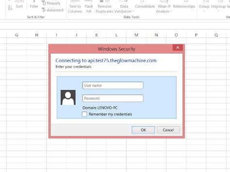 Excel for Web login credentials