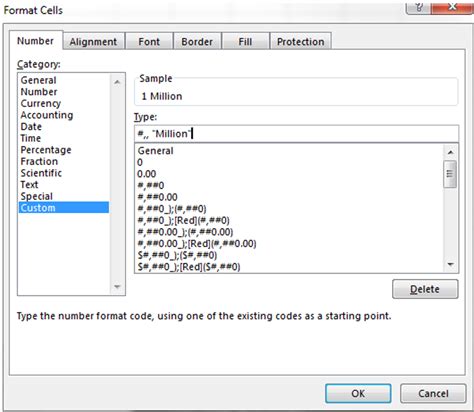 Excel Format Code Millions