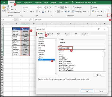 Excel Formatting Negative Numbers