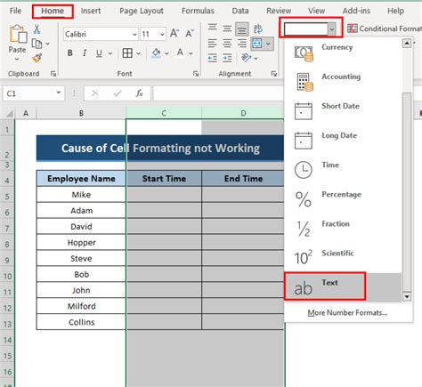 Excel Formatting Not Working