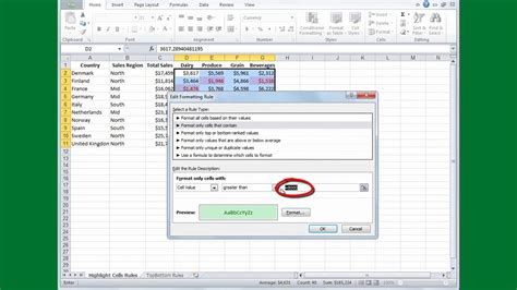 Excel Formatting Rules