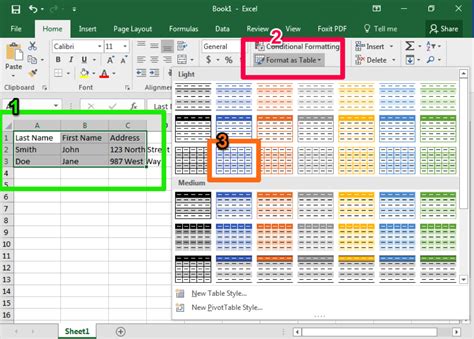 Excel Formatting Styles