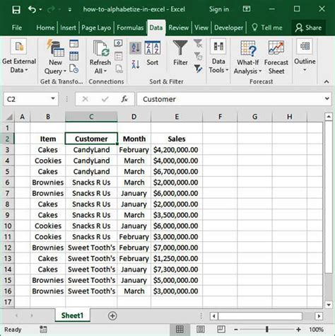 Excel Formula Alphabetization