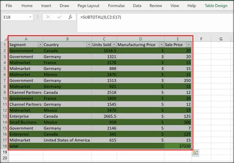 Excel formula-based shading