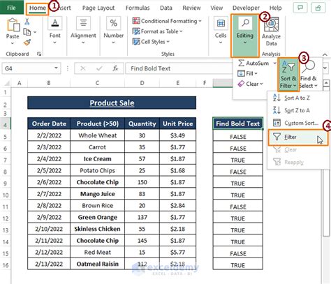 Excel Formula to Make Text Bold