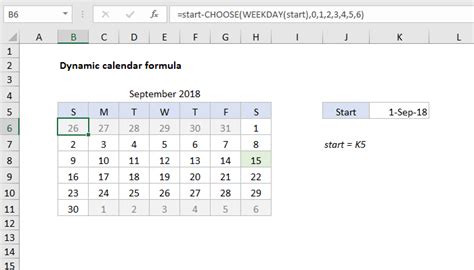 Excel Formula Calendar