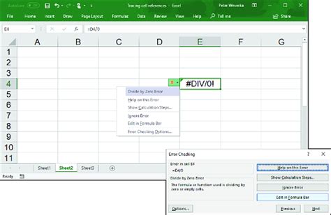 Description of correcting mistakes in excel formulas