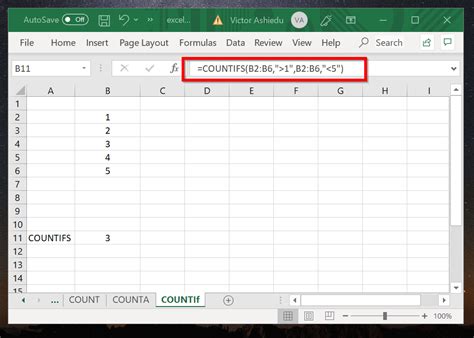 Excel COUNT Formula