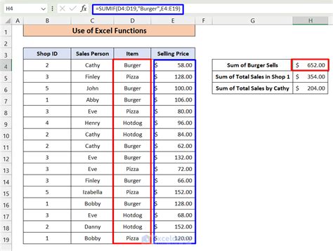 Data Summarization Formula in Excel