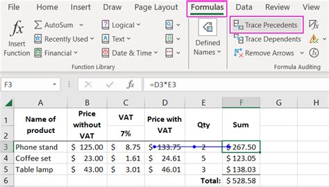 Excel formula dependencies gallery