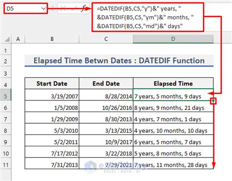 Excel Formula Elapsed Time Dates