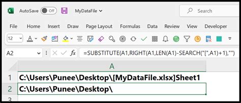 Excel Formula File Path