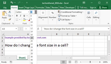 Excel Formula to Change Font Size