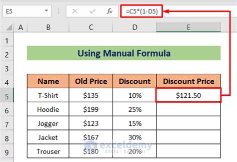 Excel Formula for Discount