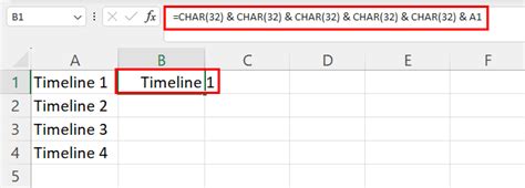 Excel Formula for Indent