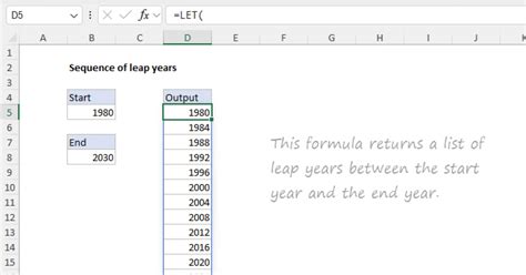 Excel Formula with Leap Year Adjustment